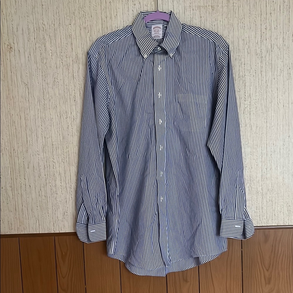 Brooks Brothers Madison‎ Fit Men’s Blue White Striped Dress Shirt Size 16 -34